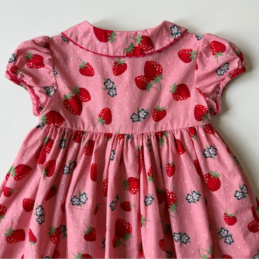 Rachel Riley Strawberry Button-Front Dress - Size 18M - Picture 8 of 13